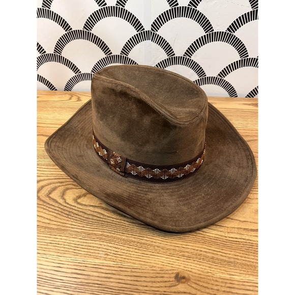 Vintage Boot Hill Cowboy Bucket Hat Brown Size Lg 7 1/4 - 7 3/8 Stetson Western - Picture 2 of 7